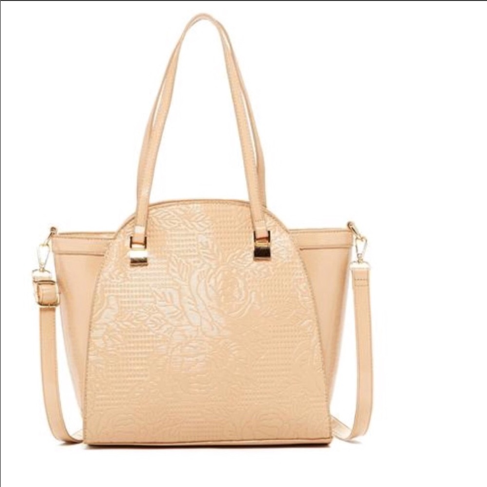Boutique-Pink Haley Wall of Rose Tote in Beige - Picture 1 of 4